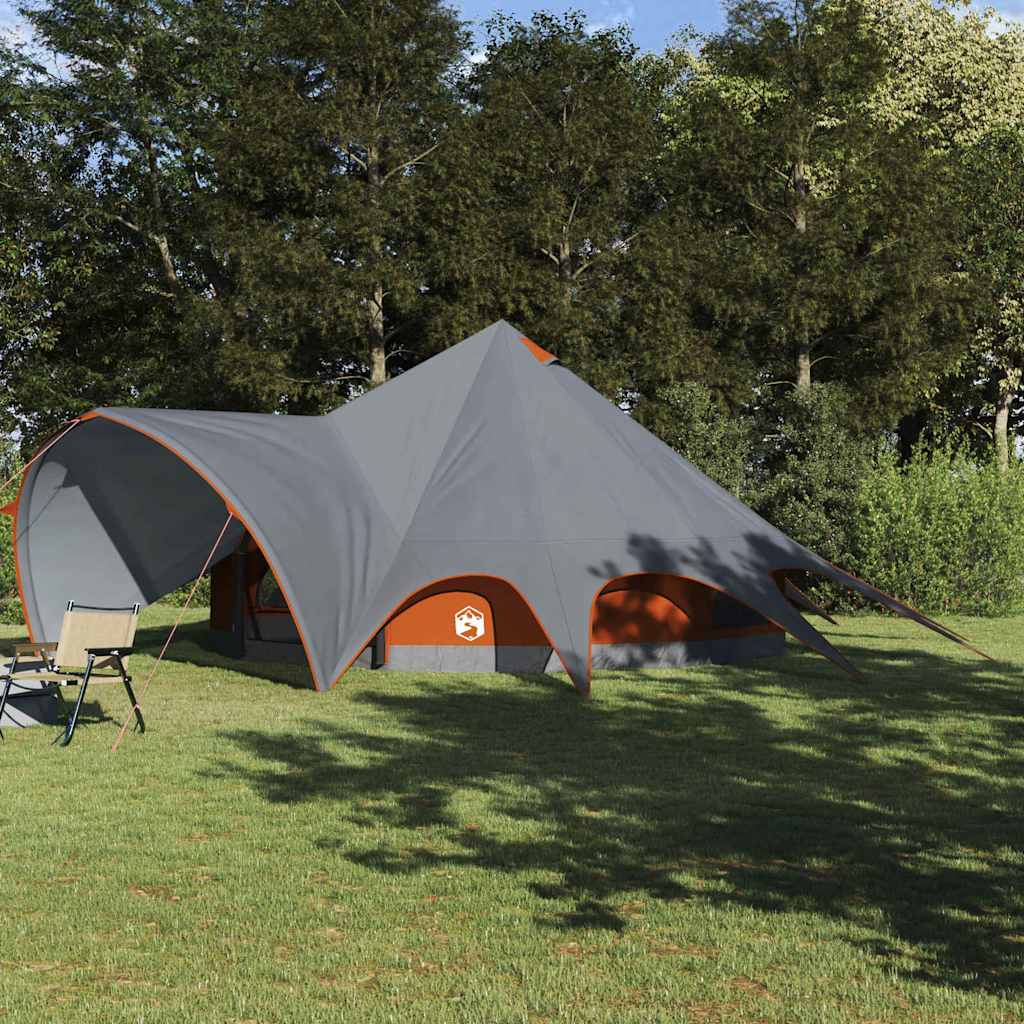 vidaXL Teepee Tent 9-Person 9-Person Grey and Orange - 502 x 502 x 297 cm