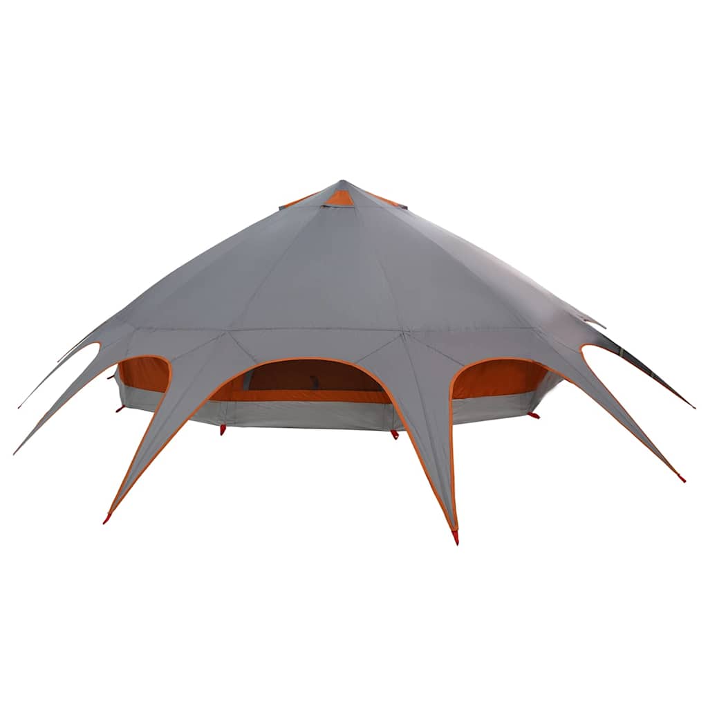 vidaXL Teepee Tent 9-Person 9-Person Grey and Orange - 502 x 502 x 297 cm