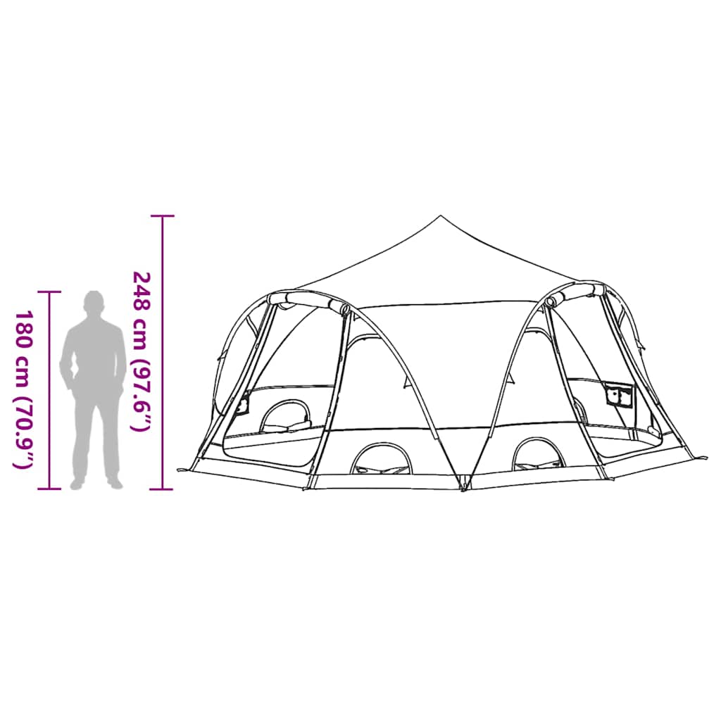vidaXL Dome Tent 4-Person 4-Person Blue 185T Polyester with PU Coating - 505 x 450 x 248 cm