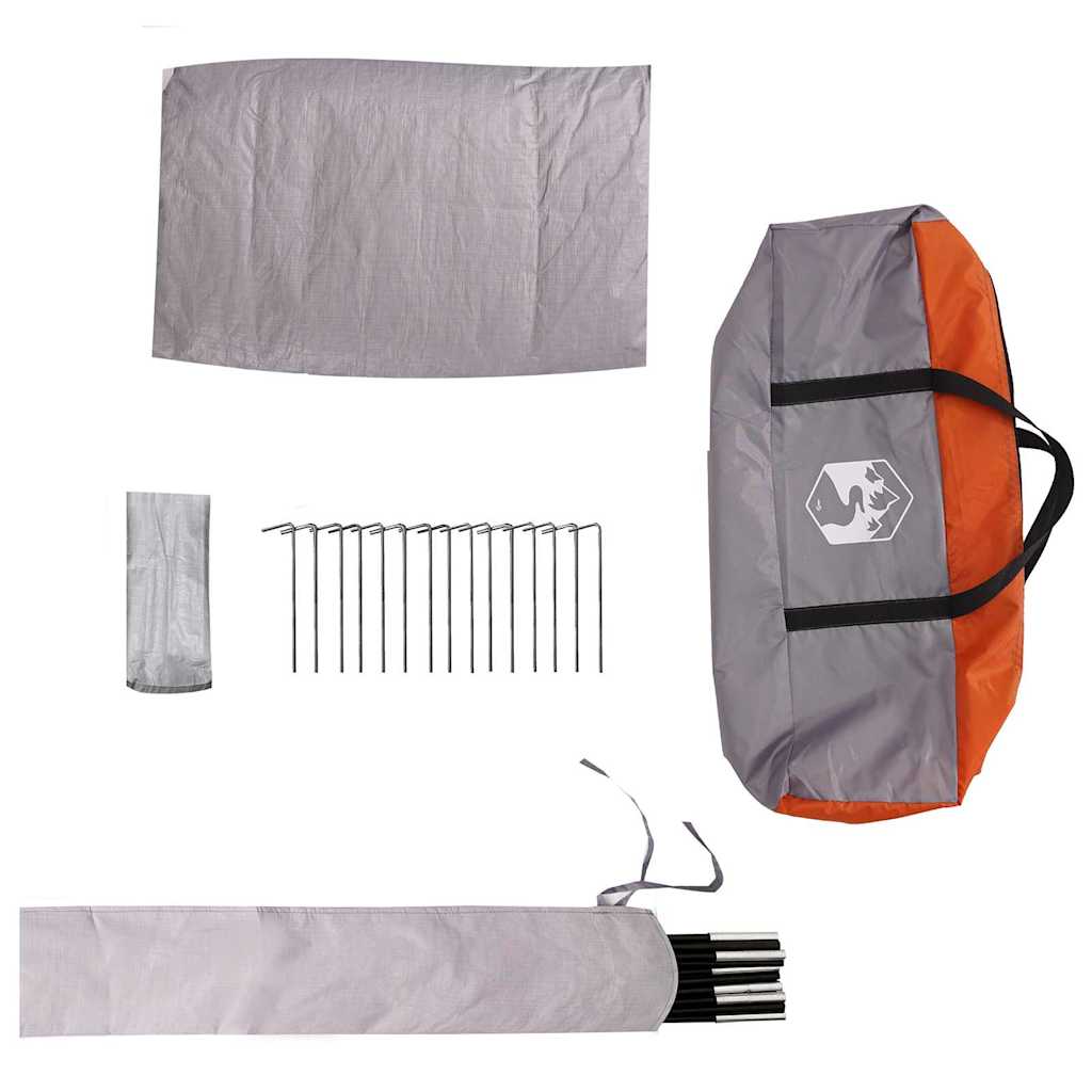 vidaXL Dome Tent 4-Person 4-Person Grey and Orange - 505 x 450 x 248 cm