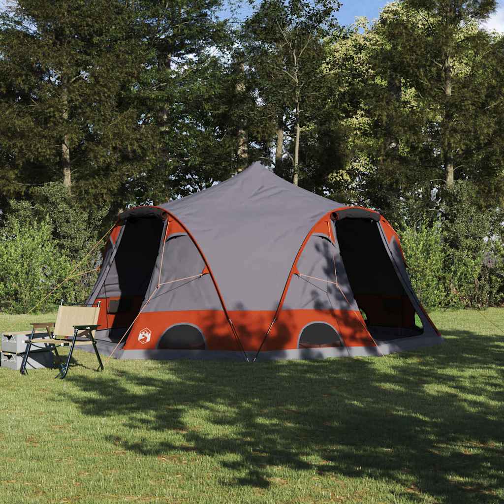 vidaXL Dome Tent 4-Person 4-Person Grey and Orange - 505 x 450 x 248 cm