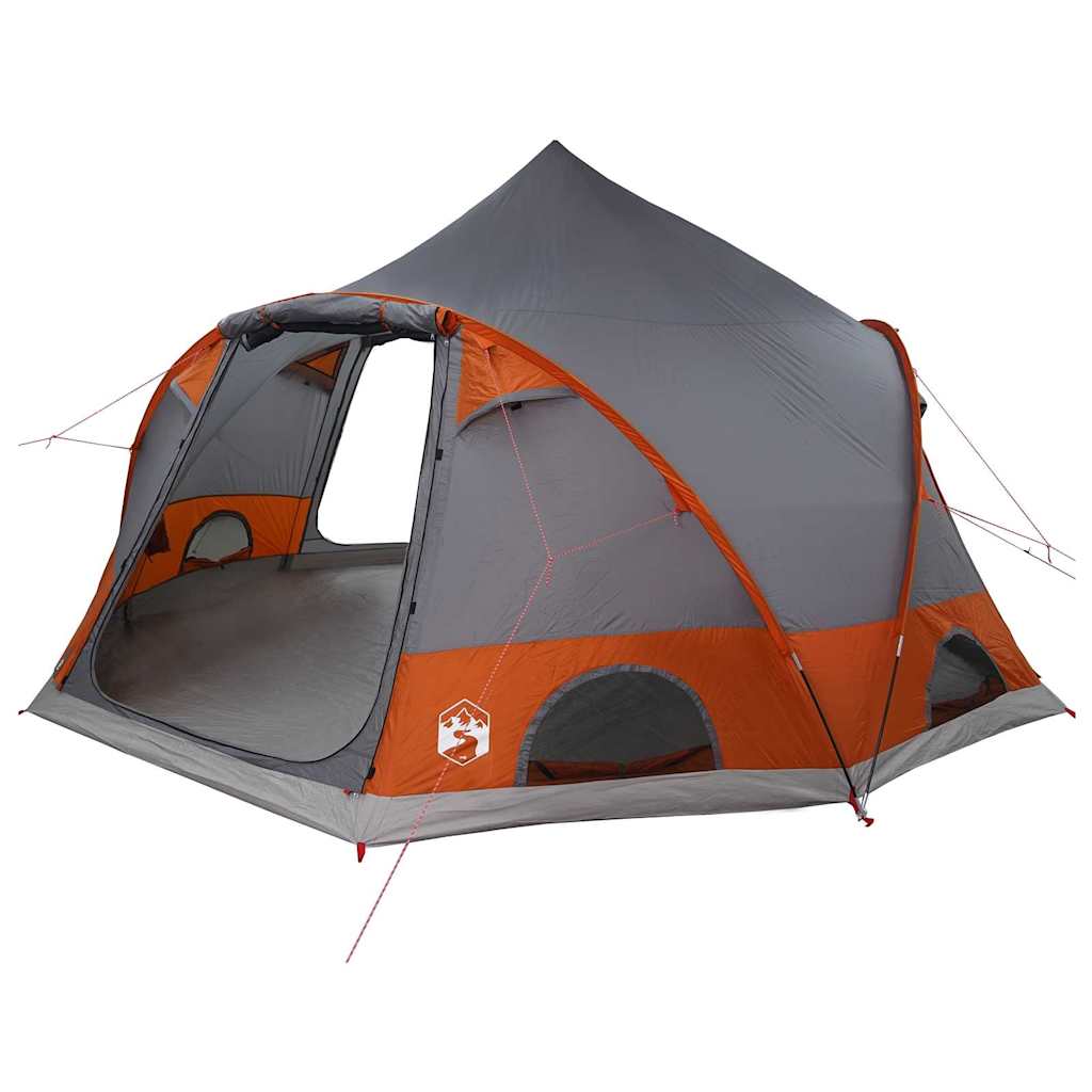 vidaXL Dome Tent 4-Person 4-Person Grey and Orange - 505 x 450 x 248 cm