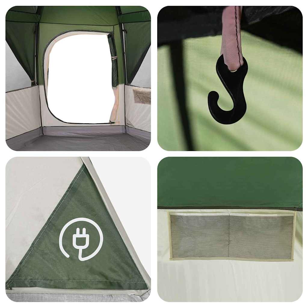 vidaXL Cabin Tent 6-Person with Roof Green 425 x 396 x 222 cm