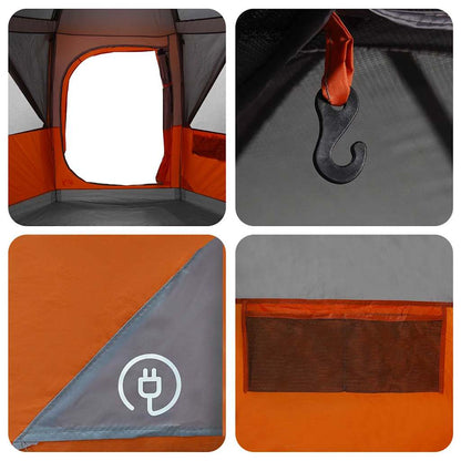 vidaXL Cabin Tent 6-Person Grey and Orange 425 x 396 x 222 cm