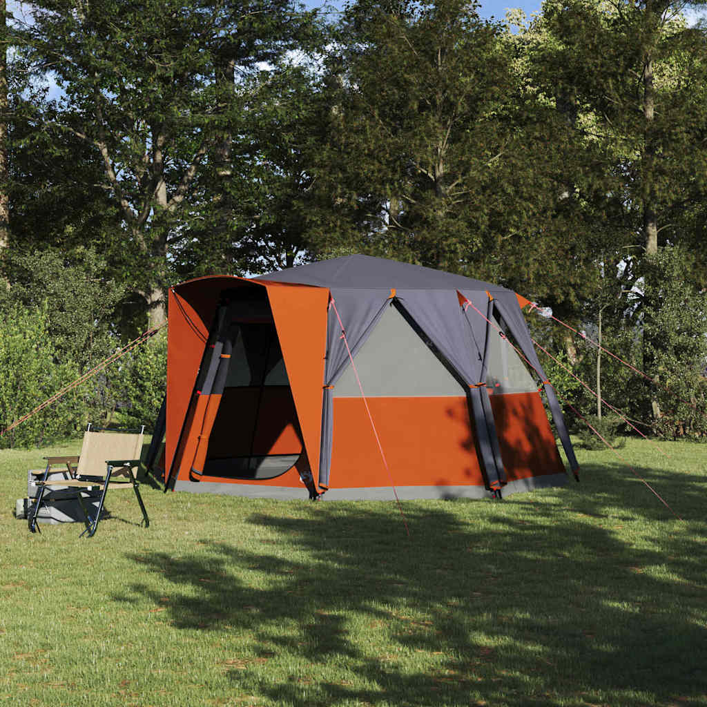 vidaXL Cabin Tent 6-Person Grey and Orange 425 x 396 x 222 cm