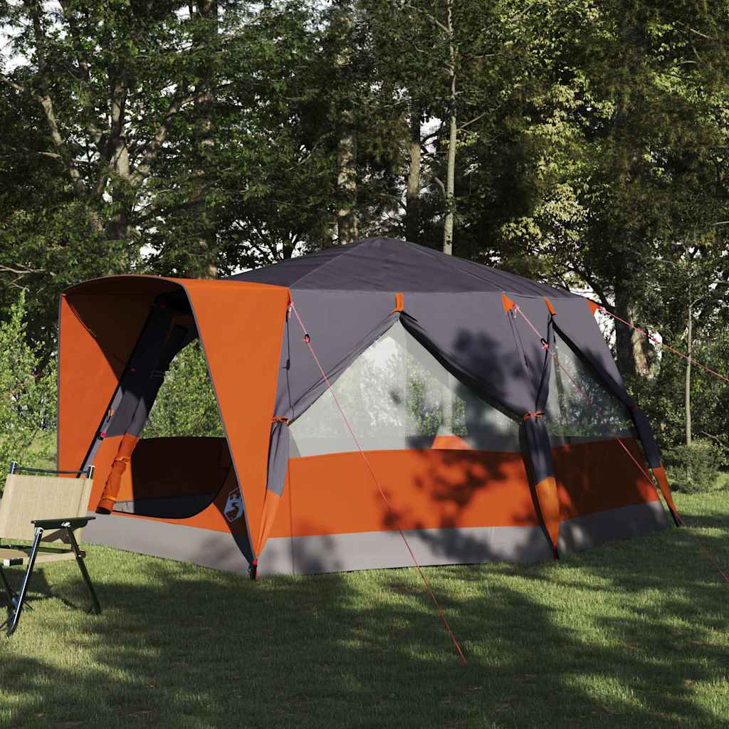 vidaXL Cabin Tent 7-Person 7-Person Grey and Orange - 400 x 350 x 212 cm