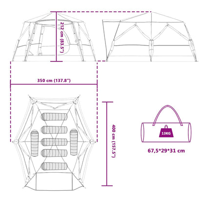 vidaXL Cabin Tent 7-Person 7-Person Grey and Orange - 400 x 350 x 212 cm