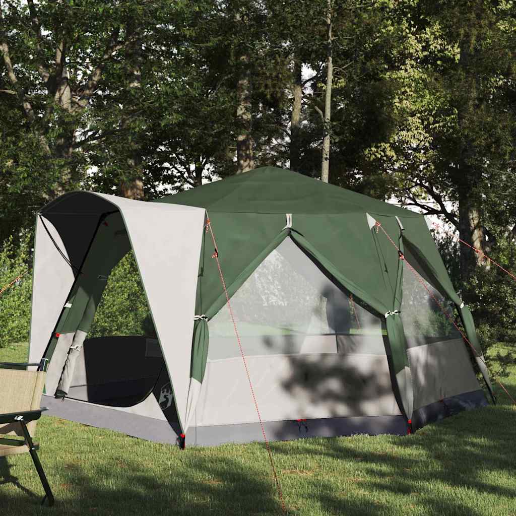 vidaXL Cabin Tent 5-Person Green and White 333 x 317 x 194 cm