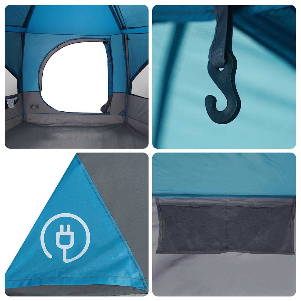 vidaXL Cabin Tent 5-Person with Roof Blue and Grey 333 x 317 x 194 cm
