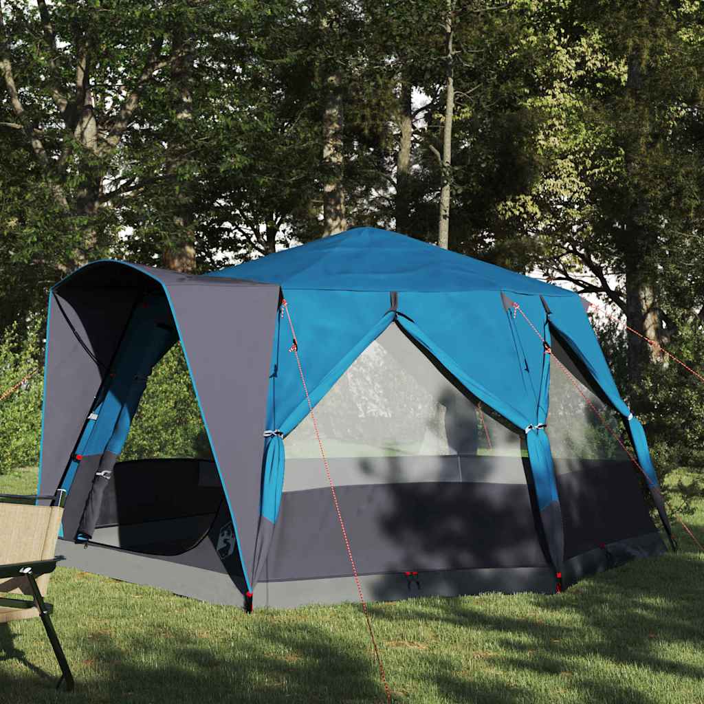 vidaXL Cabin Tent 5-Person with Roof Blue and Grey 333 x 317 x 194 cm