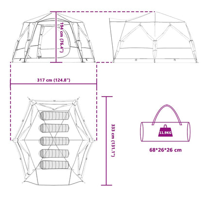 vidaXL Cabin Tent 5-Person with Roof Blue and Grey 333 x 317 x 194 cm