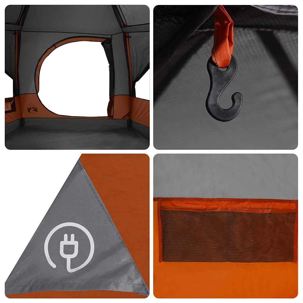 vidaXL Cabin Tent 5-Person Grey and Orange 333 x 317 x 194 cm