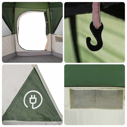 vidaXL Cabin Tent 3-Person Green and White 320 x 320 x 203 cm