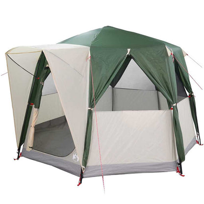 vidaXL Cabin Tent 3-Person Green and White 320 x 320 x 203 cm