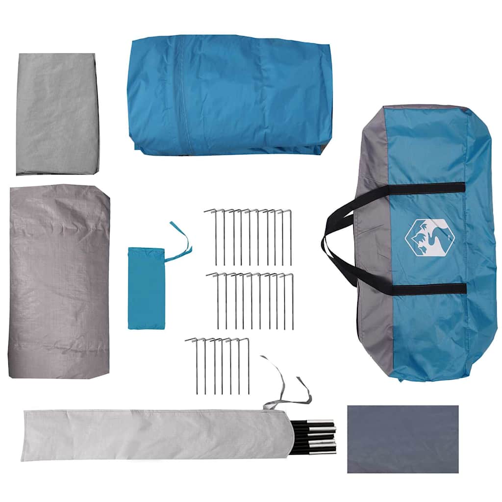 vidaXL Tunnel Tent 4-Person 4-Person Blue and Grey - 740 x 370 x 220 cm