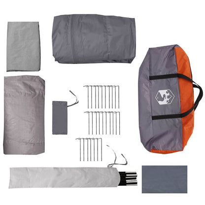 vidaXL Tunnel Tent 4-Person 4-Person Grey and Orange - 740 x 370 x 220 cm