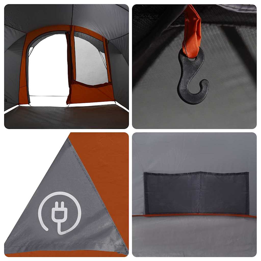 vidaXL Tunnel Tent 4-Person 4-Person Grey and Orange - 740 x 370 x 220 cm