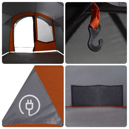 vidaXL Tunnel Tent 4-Person 4-Person Grey and Orange - 740 x 370 x 220 cm