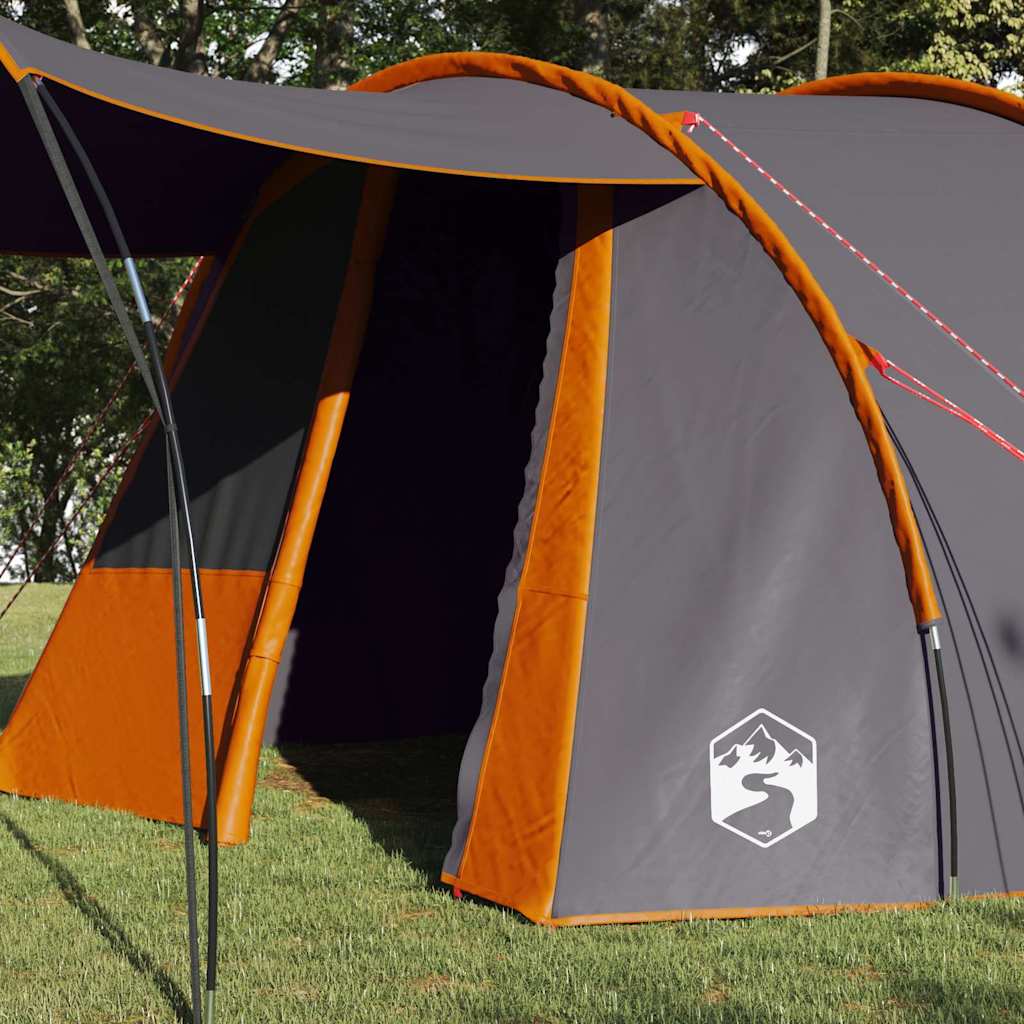 vidaXL Tunnel Tent 4-Person 4-Person Grey and Orange - 740 x 370 x 220 cm