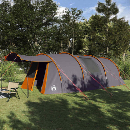 vidaXL Tunnel Tent 4-Person 4-Person Grey and Orange - 740 x 370 x 220 cm