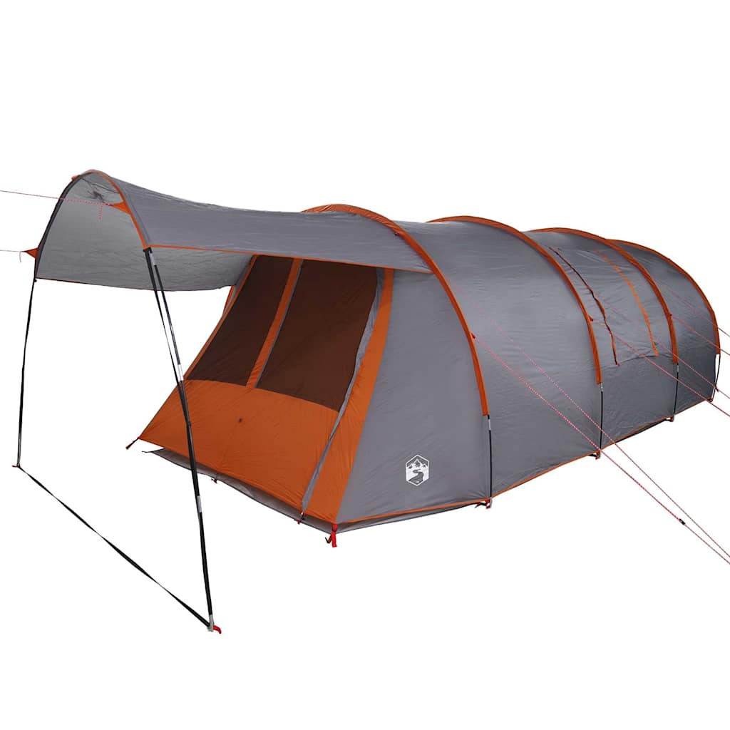 vidaXL Tunnel Tent 4-Person 4-Person Grey and Orange - 740 x 370 x 220 cm