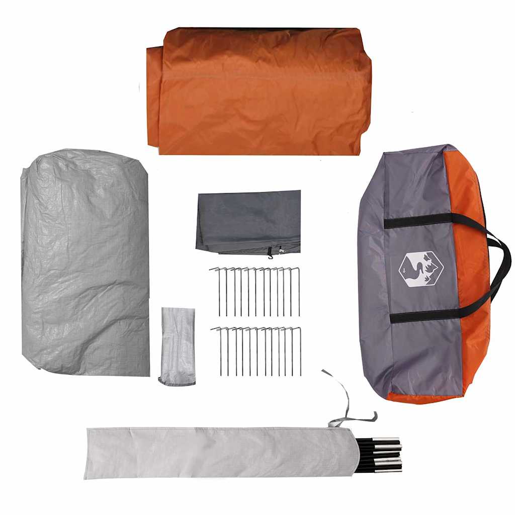 vidaXL Tunnel Tent 4-Person 4-Person Grey and Orange - 778 x 356 x 210 cm
