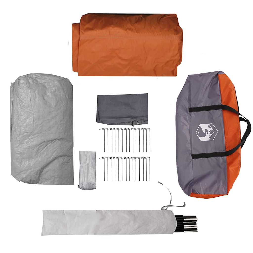 vidaXL Tunnel Tent 6-Person 6-Person Grey and Orange - 890 x 470 x 220 cm