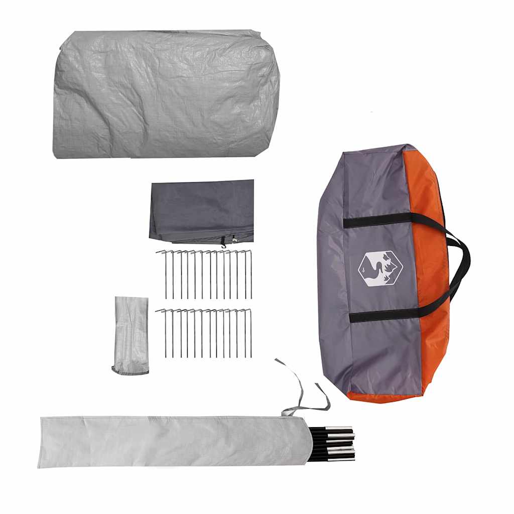 vidaXL Tunnel Tent 6-Person 6-Person Grey and Orange - 700 x 590 x 215 cm