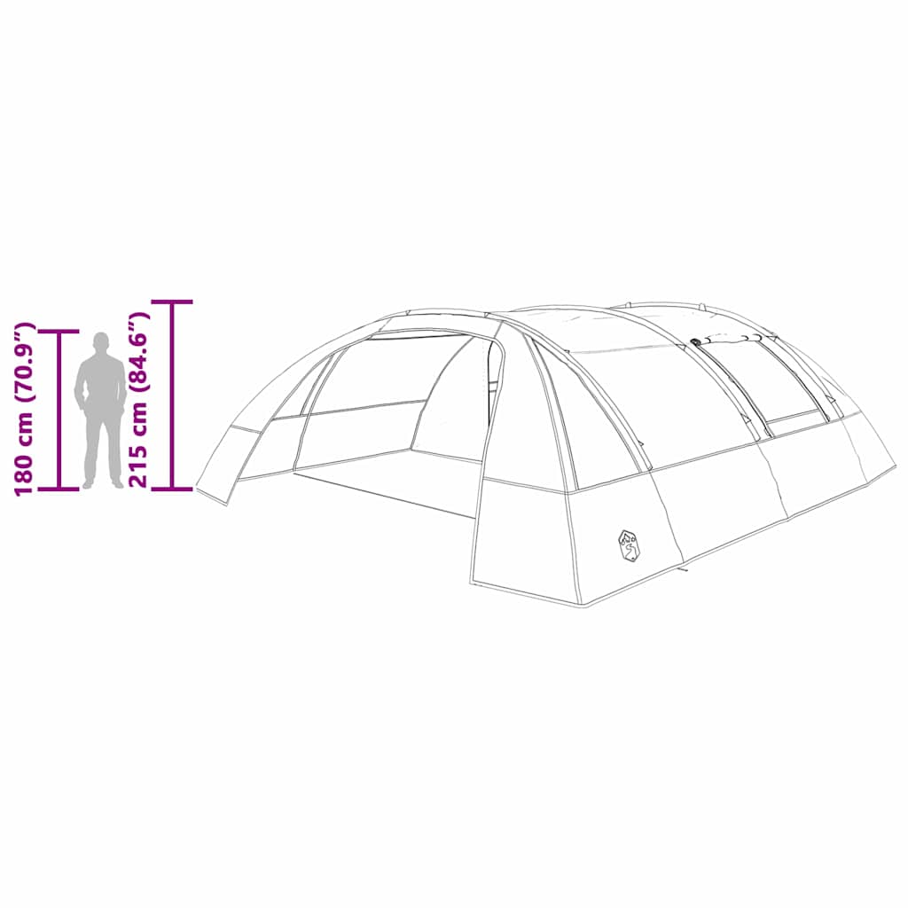 vidaXL Tunnel Tent 6-Person 6-Person Grey and Orange - 700 x 590 x 215 cm