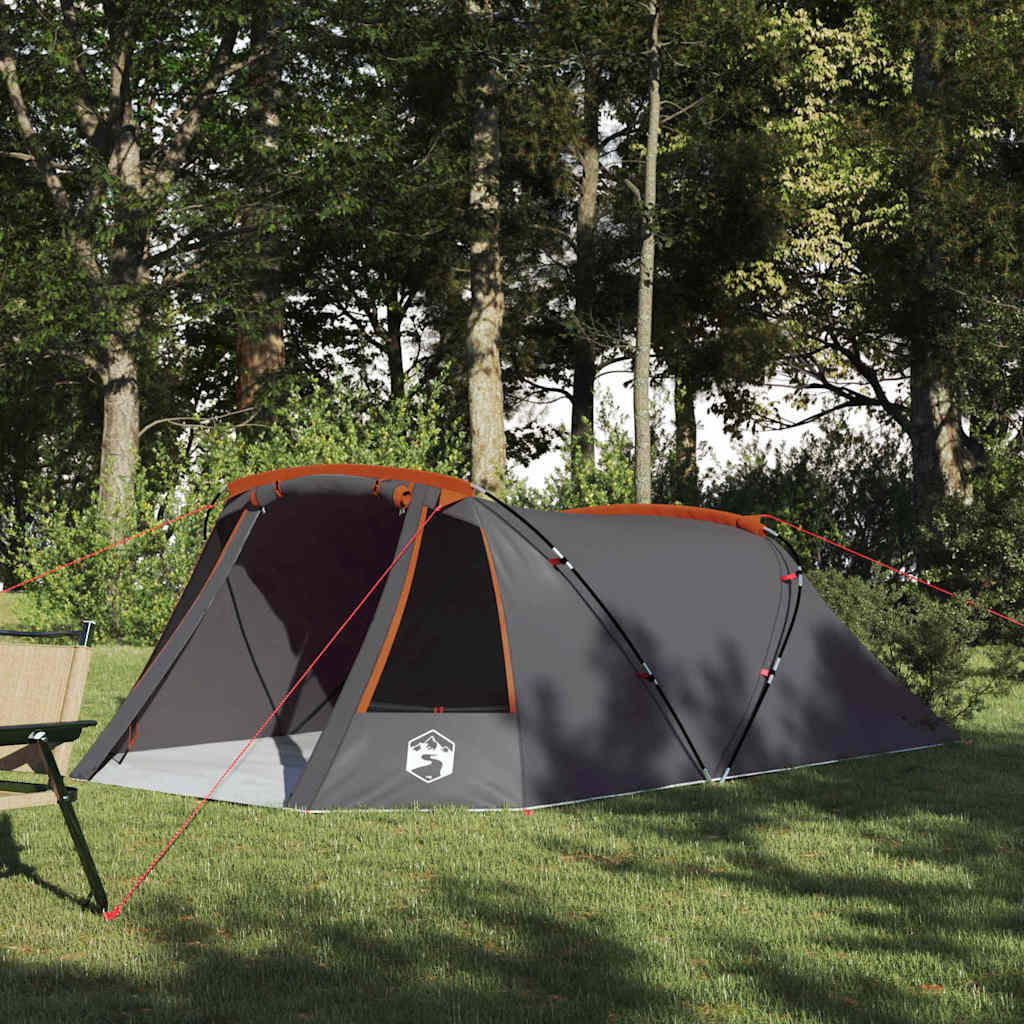 vidaXL Tunnel Tent 3-Person 3-Person Grey and Orange - 328 x 228 x 115 cm
