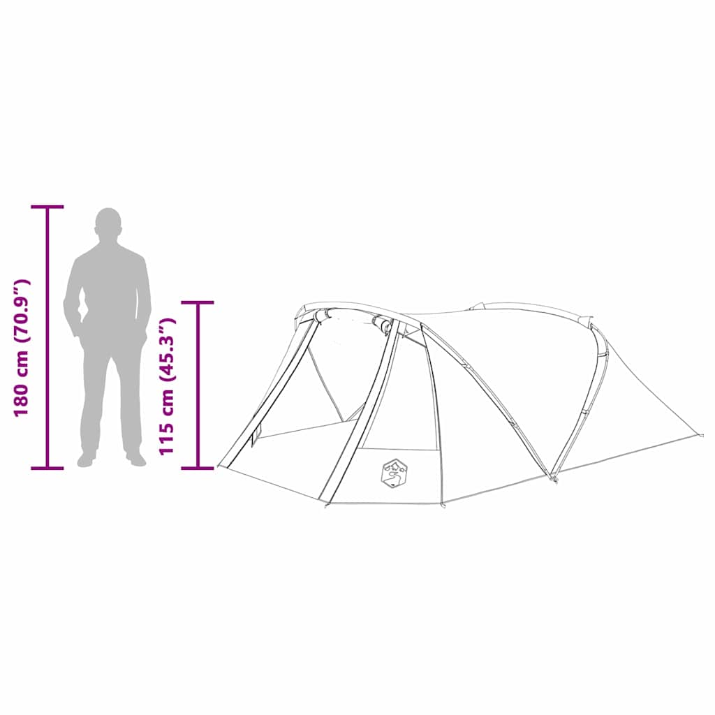 vidaXL Tunnel Tent 3-Person 3-Person Grey and Orange - 328 x 228 x 115 cm
