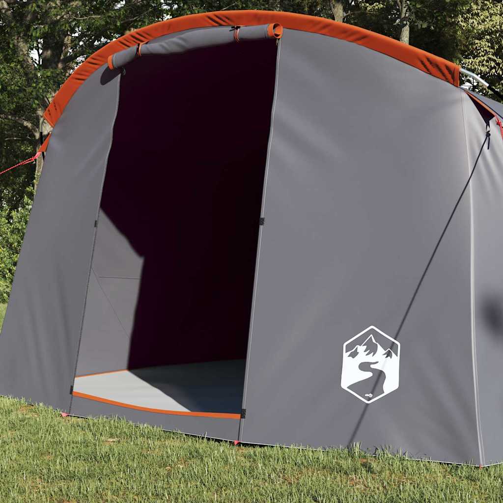 vidaXL Tunnel Tent 4-Person 4-Person Grey and Orange - 318 x 275 x 140 cm