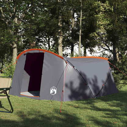 vidaXL Tunnel Tent 4-Person 4-Person Grey and Orange - 318 x 275 x 140 cm