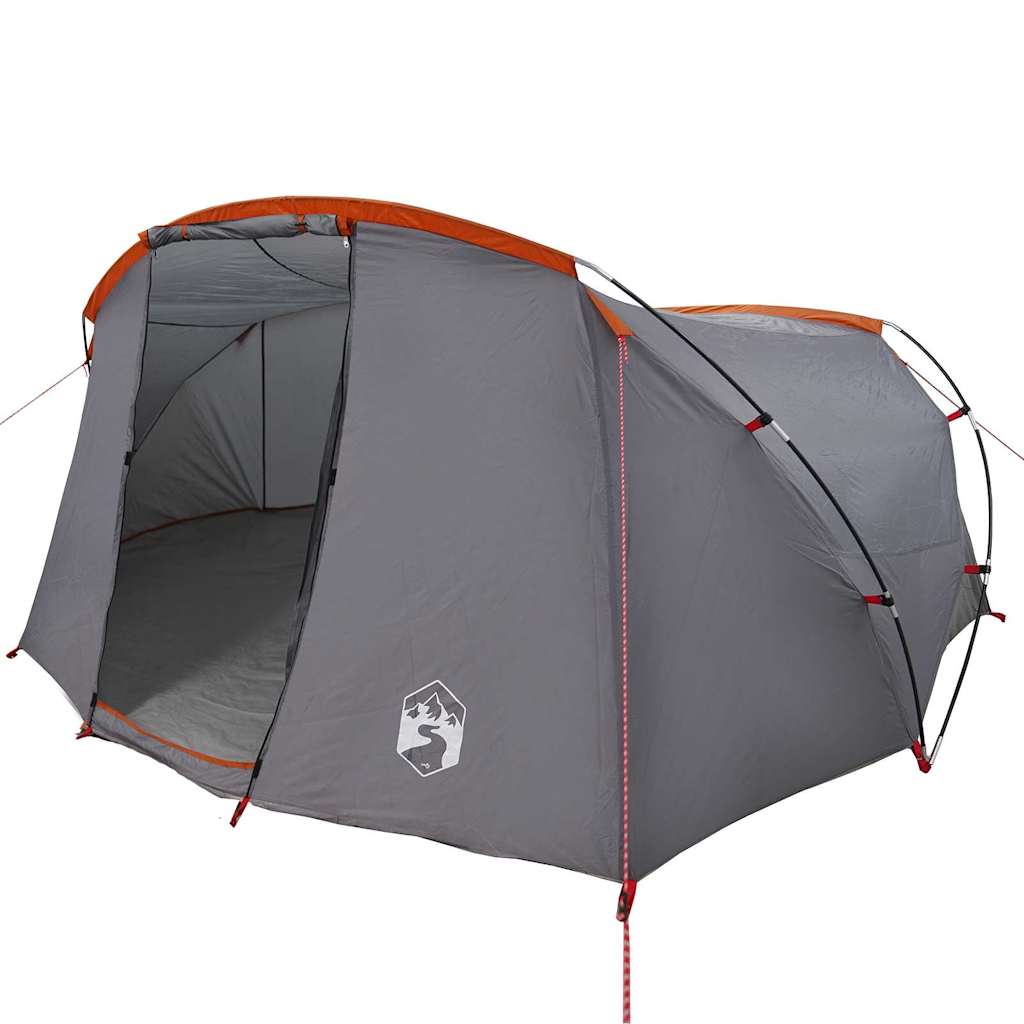 vidaXL Tunnel Tent 4-Person 4-Person Grey and Orange - 318 x 275 x 140 cm