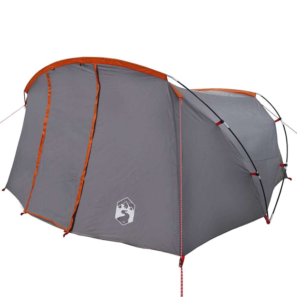 vidaXL Tunnel Tent 4-Person 4-Person Grey and Orange - 318 x 275 x 140 cm