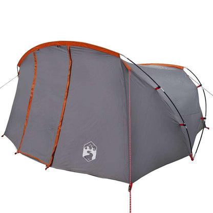 vidaXL Tunnel Tent 4-Person 4-Person Grey and Orange - 318 x 275 x 140 cm