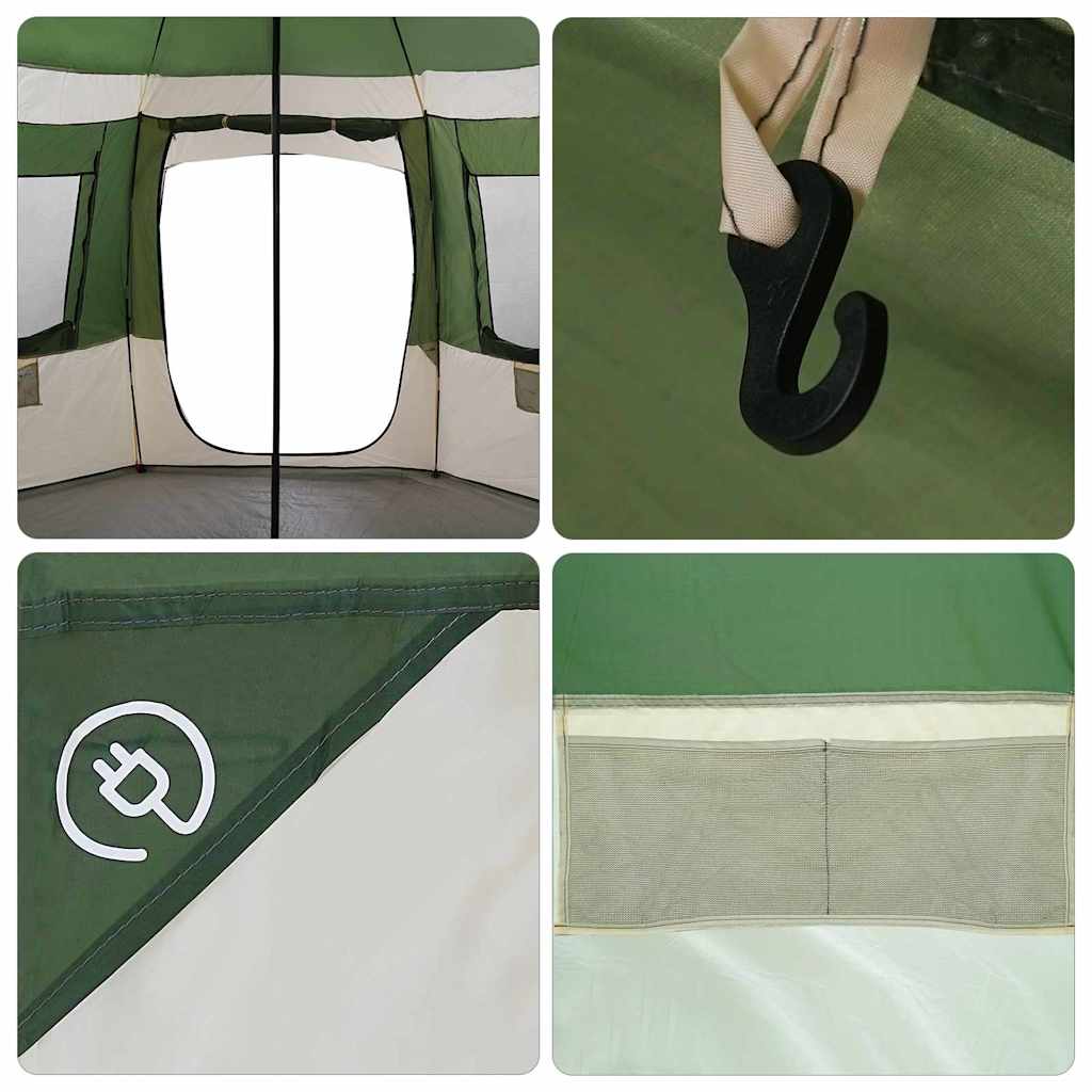 vidaXL Cabin Tent 12-Person Green and Grey 500 x 500 x 294 cm