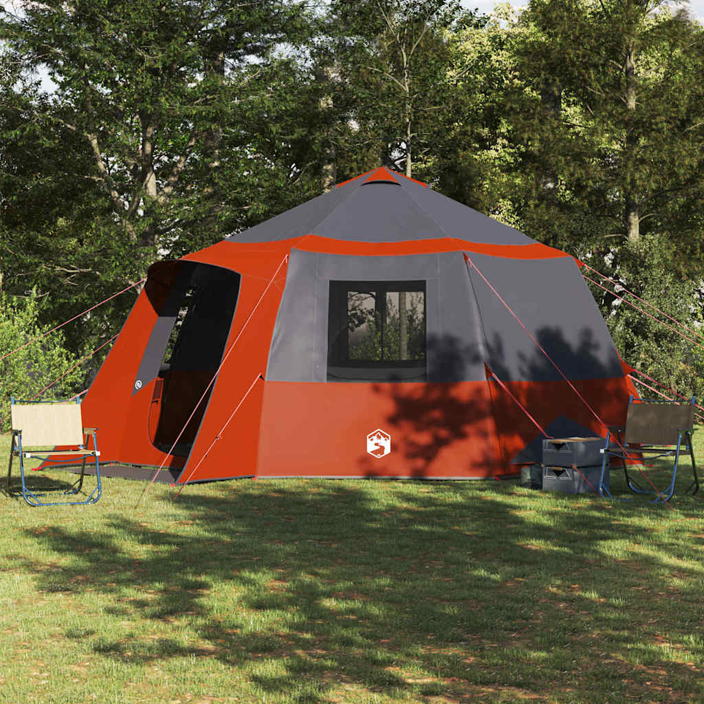 vidaXL Cabin Tent 12-Person Grey and Orange 500 x 500 x 294 cm