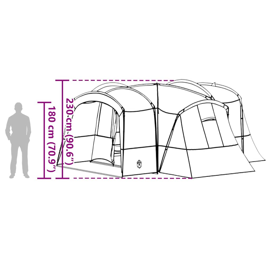 vidaXL Family Tent 12-Person 12-Person Green and White - 760 x 645 x 230 cm