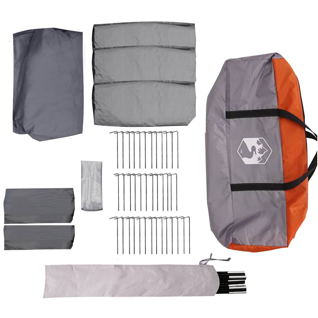 vidaXL Family Tent 12-Person 12-Person Grey and Orange - 760 x 645 x 230 cm