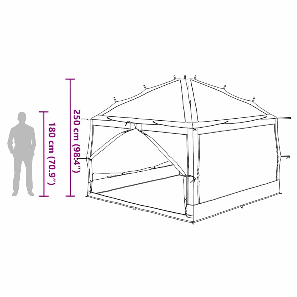 vidaXL Inner Tent 7-Person 7-Person Green and Grey - 300 x 300x 250 cm