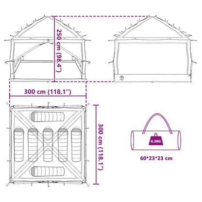 vidaXL Inner Tent 7-Person 7-Person Green and Grey - 300 x 300x 250 cm