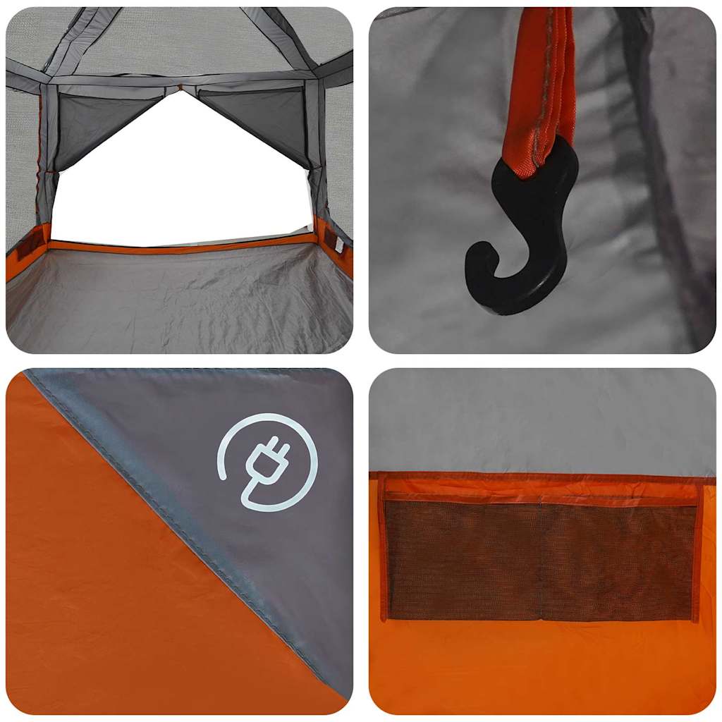 vidaXL Inner Tent 7-Person 7-Person Grey and Orange - 300 x 300x 250 cm
