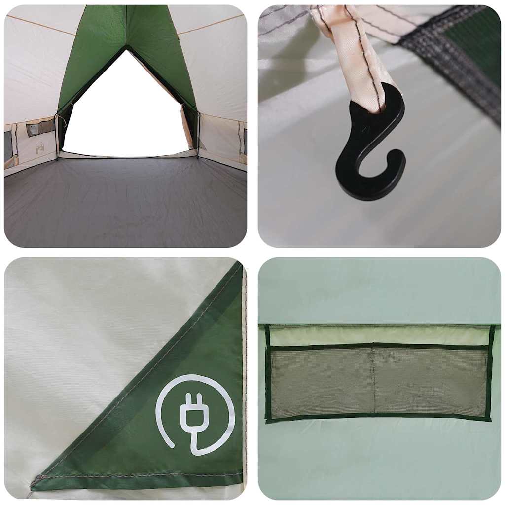 vidaXL Teepee Tent 10-Person 10-Person Green and White - 567 x 470 x 242 cm