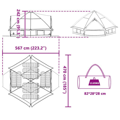 vidaXL Teepee Tent 10-Person 10-Person Blue and Grey - 567 x 470 x 242 cm