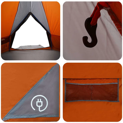 vidaXL Teepee Tent 10-Person 10-Person Grey and Orange - 567 x 470 x 242 cm