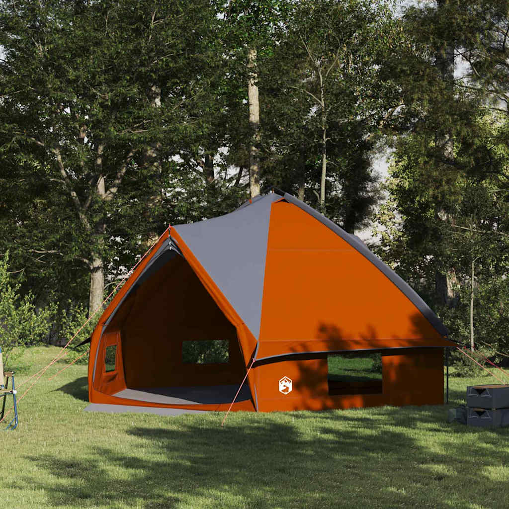 vidaXL Teepee Tent 10-Person 10-Person Grey and Orange - 567 x 470 x 242 cm