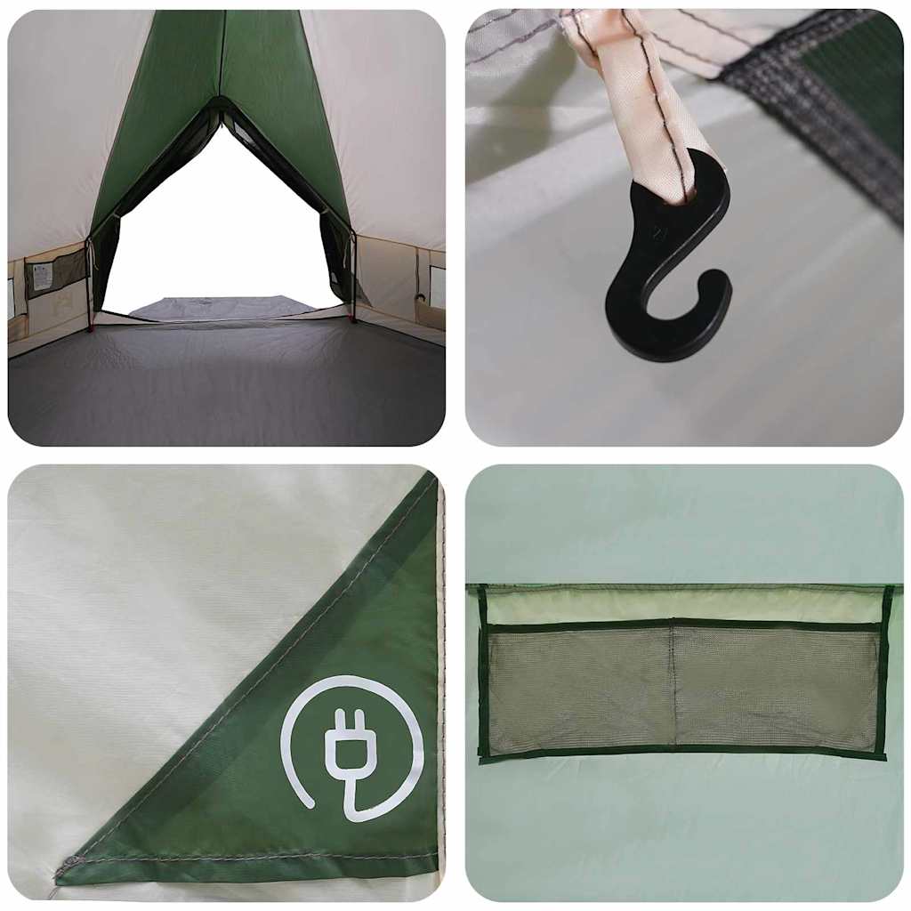 vidaXL Teepee Tent 8-Person 8-Person Green and White - 490 x 410 x 210 cm