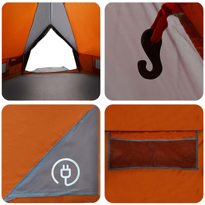 vidaXL Teepee Tent 8-Person 8-Person Grey and Orange - 490 x 410 x 210 cm