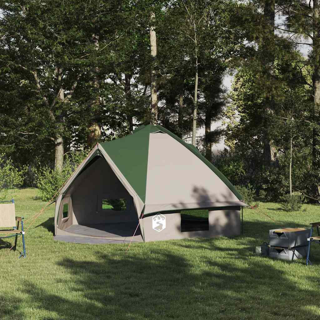 vidaXL Teepee Tent 6-Person 6-Person Green and White - 431 x 366 x 185 cm